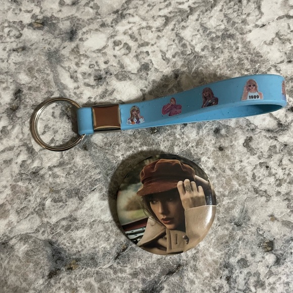 Blue Keychain and Button Set - Picture 2 of 2